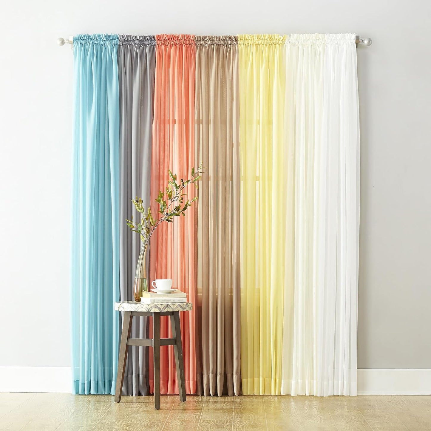 No. 918 Emily Sheer Voile Grommet Curtain Panel, 59" x 84", White