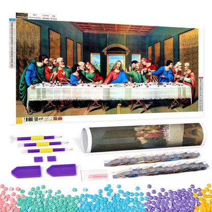 Diamonds Art Painting Kits for Adults DIY The Last Supper Christmas Gift 5D Round Diamonds Art Painting Full Drill Jesus Crystal Gem Home Wall Decor