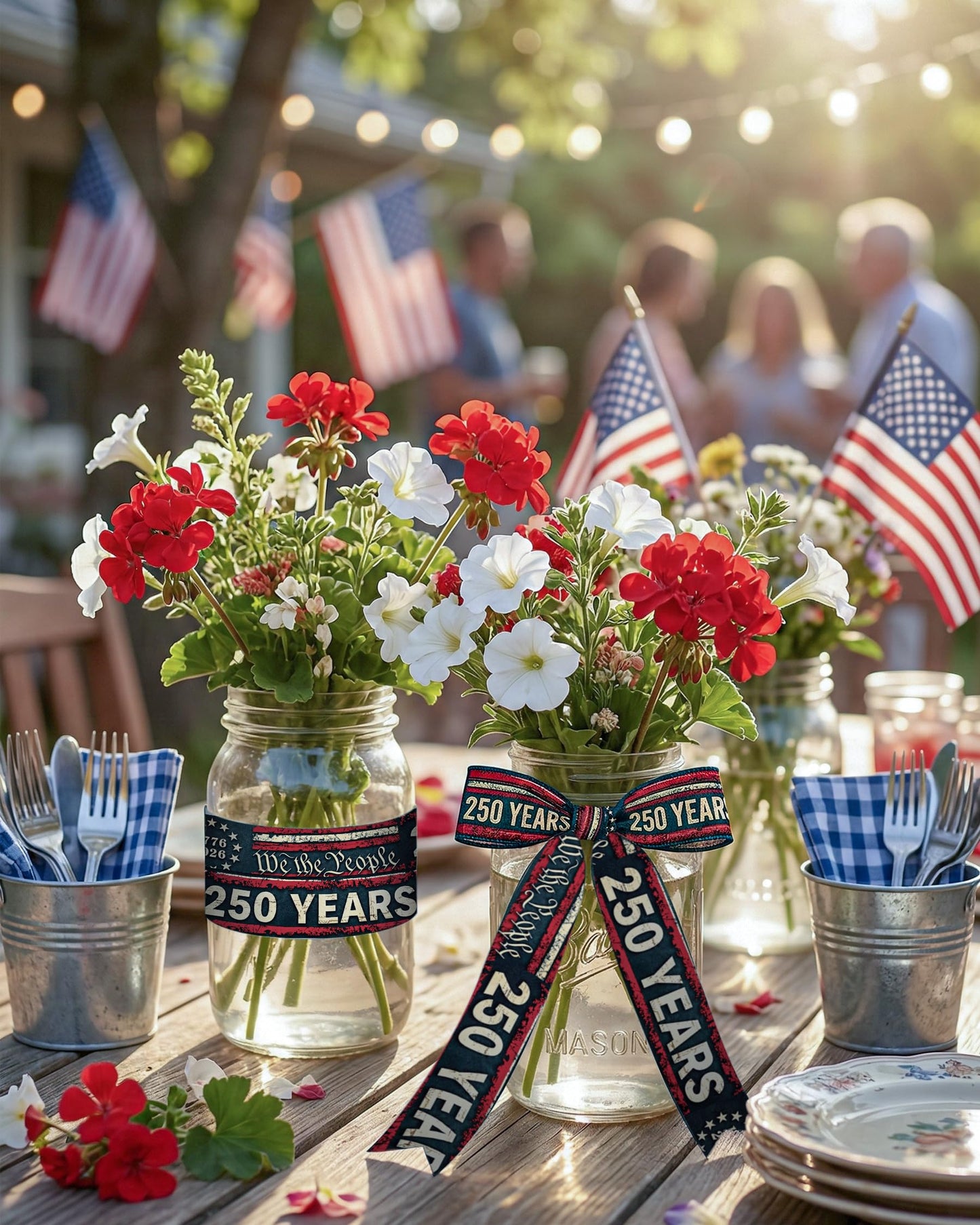 Gleamagic 2-Pack America 250th Anniversary Ribbon Bundle - 1 Inch x 50 Yards Total - Patriotic Satin Ribbon for Independence Day, July 4th Decor & Semiquincentennial Crafts & Commemorative Decor