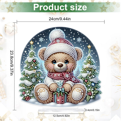Christmas Diamond Painting Kits Tabletop decoration, DIY bear, 5D Diamond Art Home Ornament By Number Mosaic Arts Crafts For Home Office acrylic Tabletop Decor for Xmas Home Decor, New Year Gift