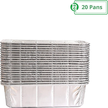 PARTY BARGAINS Aluminum Loaf Pan - 20 Pack, 2 Lb, 8.5" x 4.5" x 2.5", Heavy Duty Disposable for Baking & Serving
