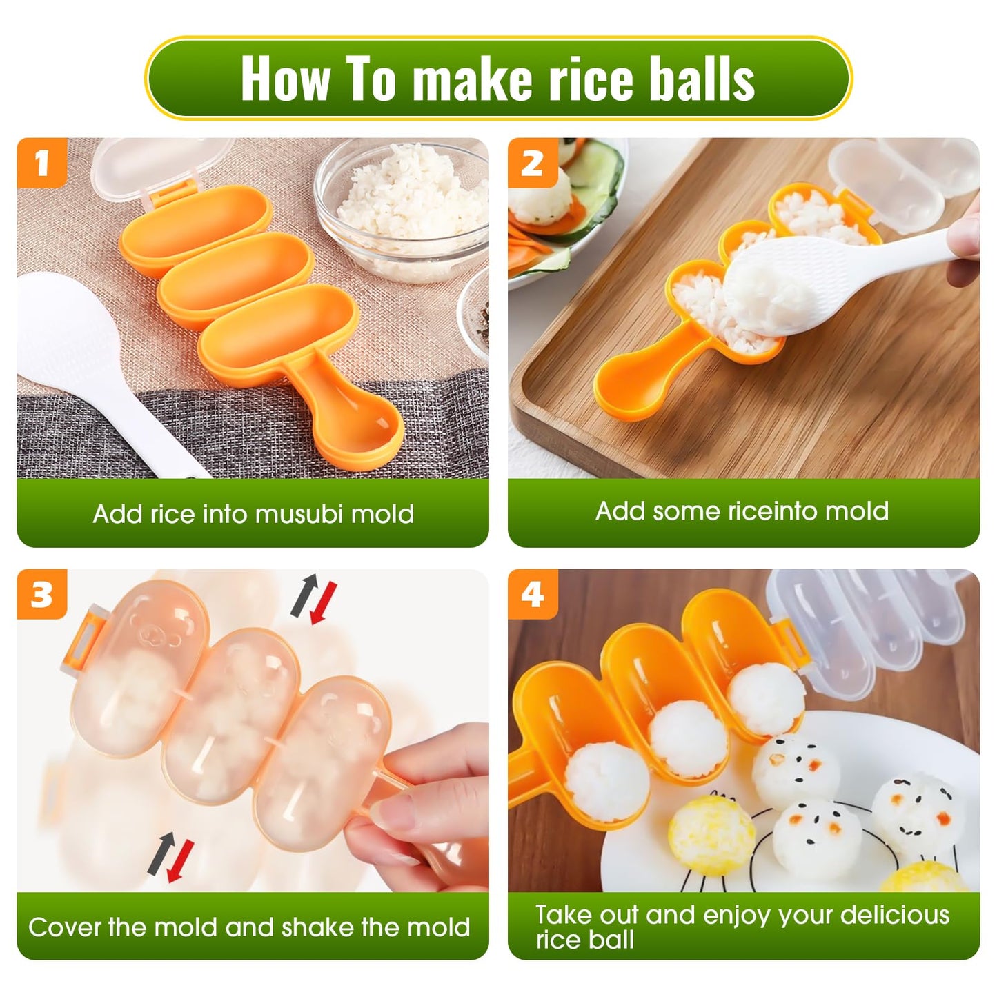 Upoomart Onigiri Mold & Musubi Maker Kit - Includes Rice Ball Mold, Sushi Rolling Mat, Triangle, Heart, Plum Blossom, Bear, Rabbit Rice Molds, Rice Ladle & More for Creative Rice Shaping