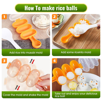 Upoomart Onigiri Mold & Musubi Maker Kit - Includes Rice Ball Mold, Sushi Rolling Mat, Triangle, Heart, Plum Blossom, Bear, Rabbit Rice Molds, Rice Ladle & More for Creative Rice Shaping
