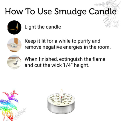 SOUL STICKS 12 Pack Little Smudgies Tealight Candles Smudge Candle for Cleansing House, Meditation, Chakra Healing | Made with Crystals and Herbs (7 Chakra)