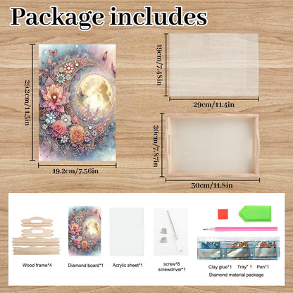 AiYuanzsh Moon Diamond Art Tray with Handle, 5D Diamond Painting Tray DIY Plate Kit for Adults, Decorative Diamond Art Serving Tray for Home Organizer