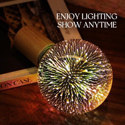 Porseme 3D Fireworks Decorative Light Bulb, E26 Base, 7W, AC100-240V, Glass Bulbs with Soft Warm Light, Shiny Decor for Home, Bedroom, Party (Included 1 G125 Bulb)