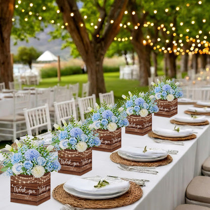 Cinrobiye 24 Pcs Rustic Wedding Table Centerpiece Boxes, 4.7‘’ Thank You Gift Paper Boxes for Engagement, Bridal Shower, Birthday Party Favors