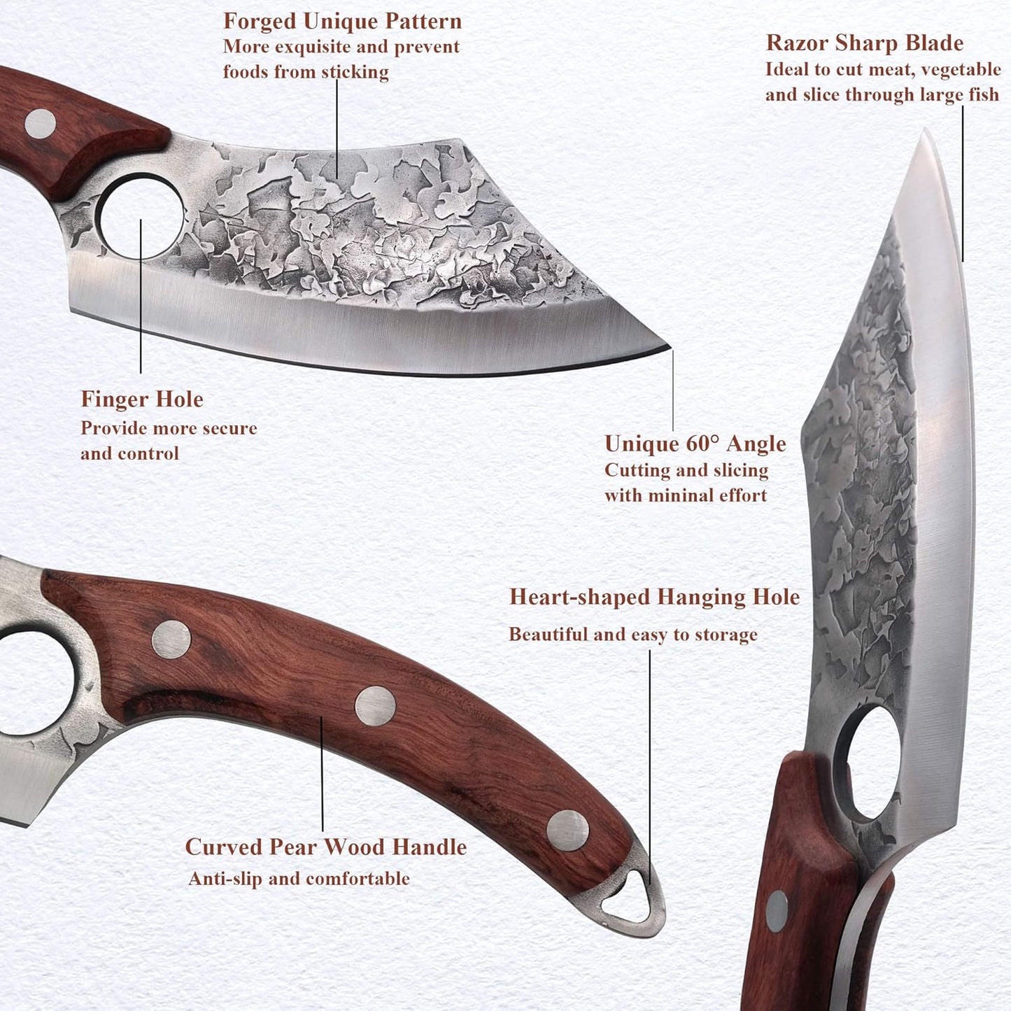 Japan Knives Viking Knife Meat Cleaver, Hand Forged Chef Butcher Full Tang Boning Knife for Outdoor Cooking