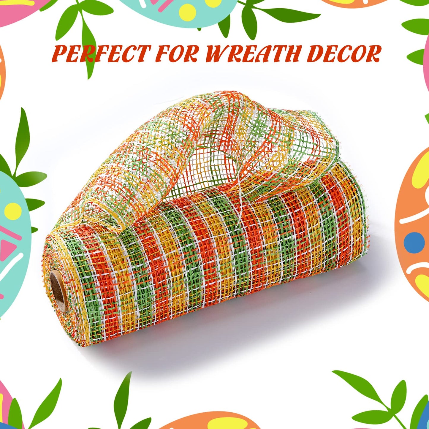 Chuangdi 3 Fall Rolls Poly Burlap Mesh 10 Inches Deco Mesh for Wreath Thanksgiving Yellow Orange and Green Sunflower Plaid Decorative Ribbon for Autumn Wreath Making Supplies