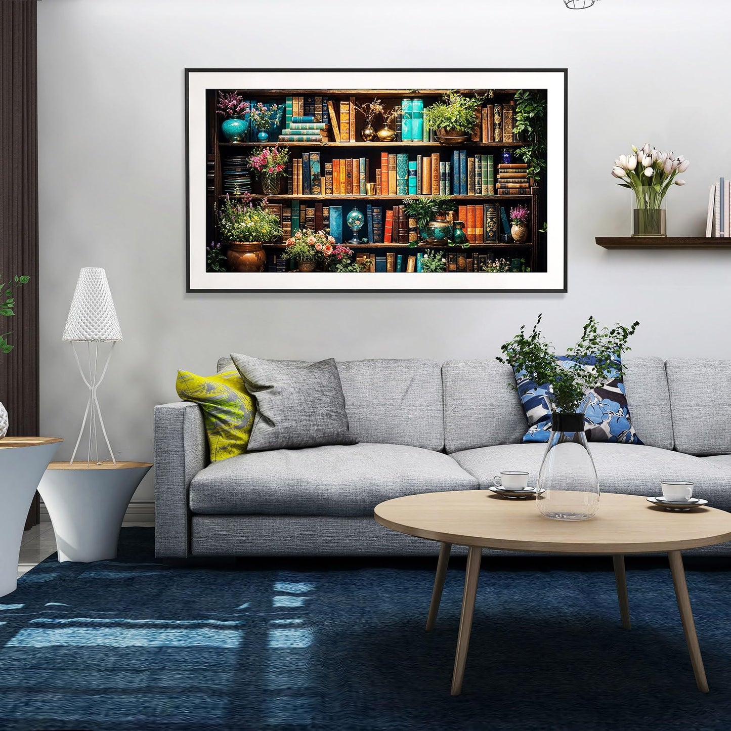 JOOZ Large Diamond Art Kits for Adults - 5D Book Diamond Painting Kits for Adults, DIY Full Drill Bookshelf Plant Diamond Art Painting, Bookshelf Gem Art Kits for Home Wall Decor 27.5x15.7 Inch