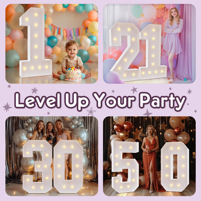 Bugame Light Up Numbers 4FT, Number 40 Light Up Sign Marquee Numbers 4 Feet Tall, Large 40 Marquee Number for 40th Birthday Party Decorations Mosaic Número