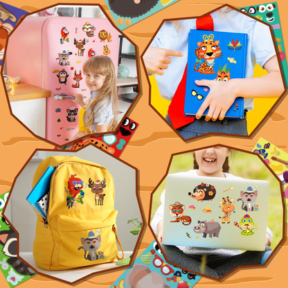 sinceroduct 100 Sheets Make a Face Stickers for Kids, Make Your Own Sticker,20 Styles Waterproof Kids Animal Stickers for Christmas, Valentine's Day Decoration, Gift, Reward, Travel Activities