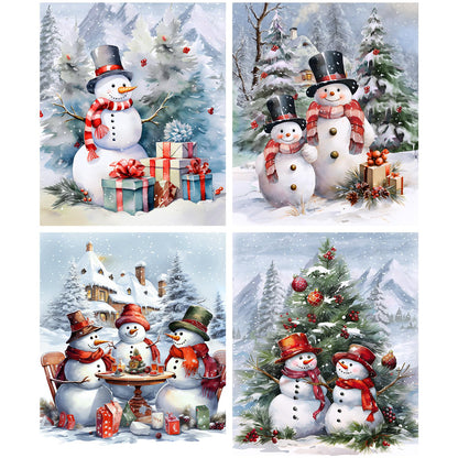 Eersida 4 Pcs Snowman Diamond Painting Kits for Adults Family Snowman Cardinal Diamond Art Kits for Adults Beginner 5d DIY Round Gem Art Home Wall Decor 10 x 11.8 Inches