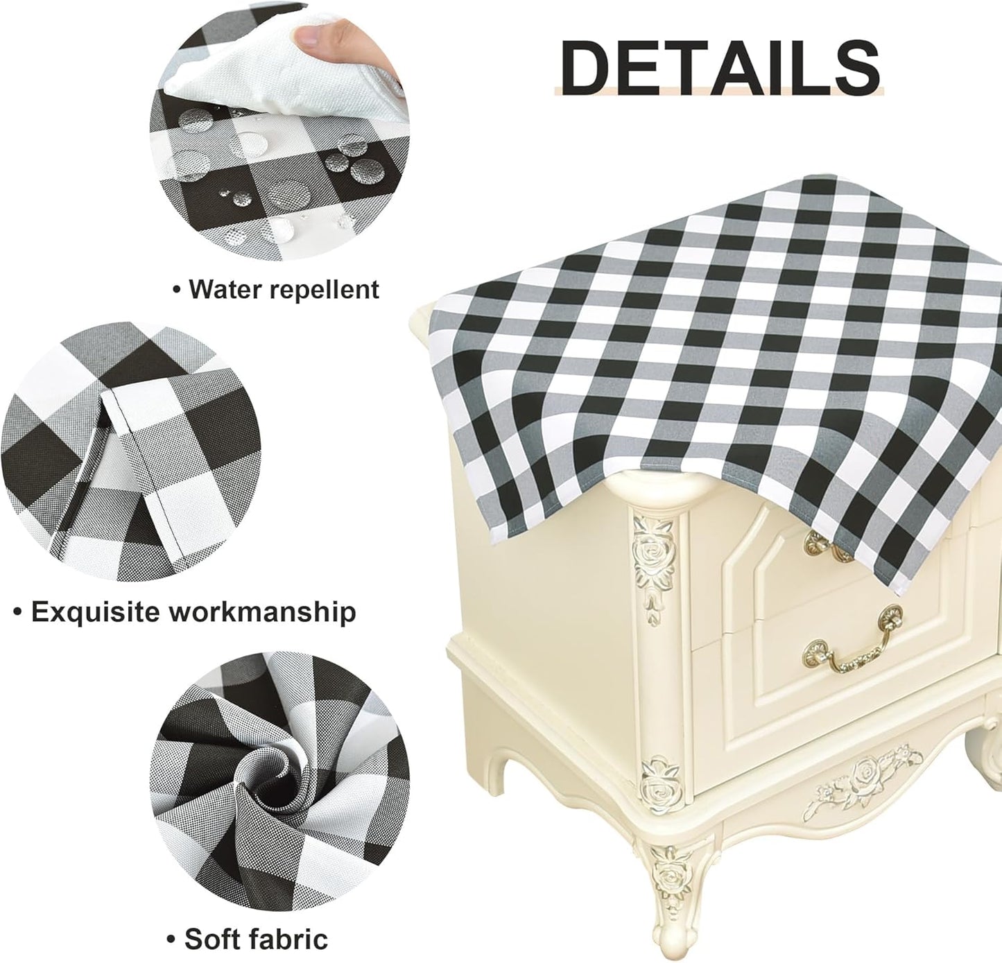 2 Pack 24x24 Inch Wolkemer Small Square Tablecloth Farmhouse Checkered Black and White Gingham Nightstand Table Cloth