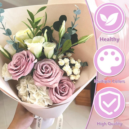 10 Roll Crepe Paper Streamers Rolls,10 Rainbow Colors,Floral Wire Ribbon Included,DIY Papel Crepe Flower Kit for Birthday, Wedding, Valentine's Day(9.8x98Inch/Roll) (Rainbow Colors)