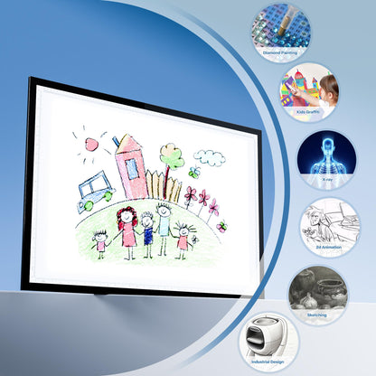 A1 Light Pad Tracing Light Box, Diamond Art Light Board with 3 Color Modes&10 Levels&Stepless Dimming, DEAR CARBON Light Table for Tracing, Drawing, Sketching and Weeding Vinyl