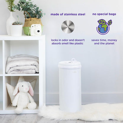 Ubbi Stainless Steel Diaper Pail - Odor Locking Design | No Special Bag Required, Taupe Finish