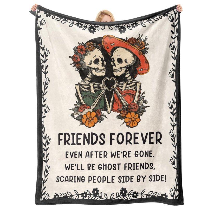 Buioata Friend Gifts for Women Best Friend Blanket Best Friend Birthday Gifts for Women Bestie BFF Soul Sister Graduation Present for Woman Helloween- to My Friends Skull Blanket 60"x50"