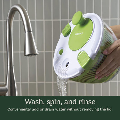 Cuisinart Large Spin Stop Salad Spinner- Wash, Spin & Dry Salad Greens, Fruits & Vegetables, 5qt, CTG-00-SAS1