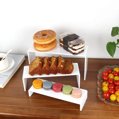 ELEGANTLIFE Acrylic Display Risers Set of 4, 4-Level Tiered Countertop Display Stands for Cupcakes, Mini Desserts, Jewelry, Cosmetics, Small Figures & Collectibles, White