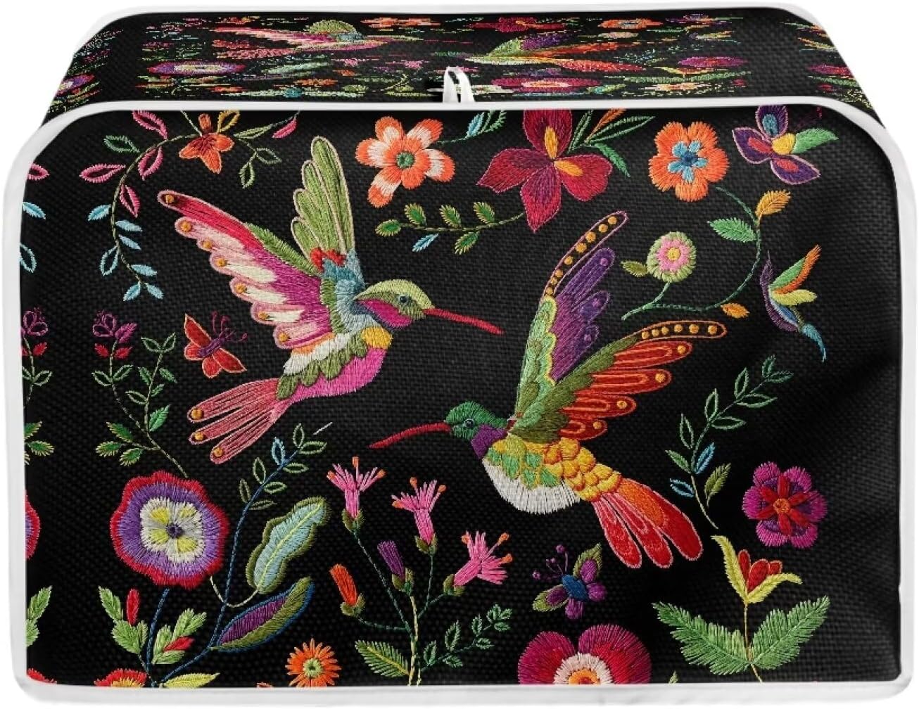 Embroidered Bird Toaster Covers, 2 Slice Small Kitchen Appliance Cover, Quilted Polyester Fabric Kitchen Accessories