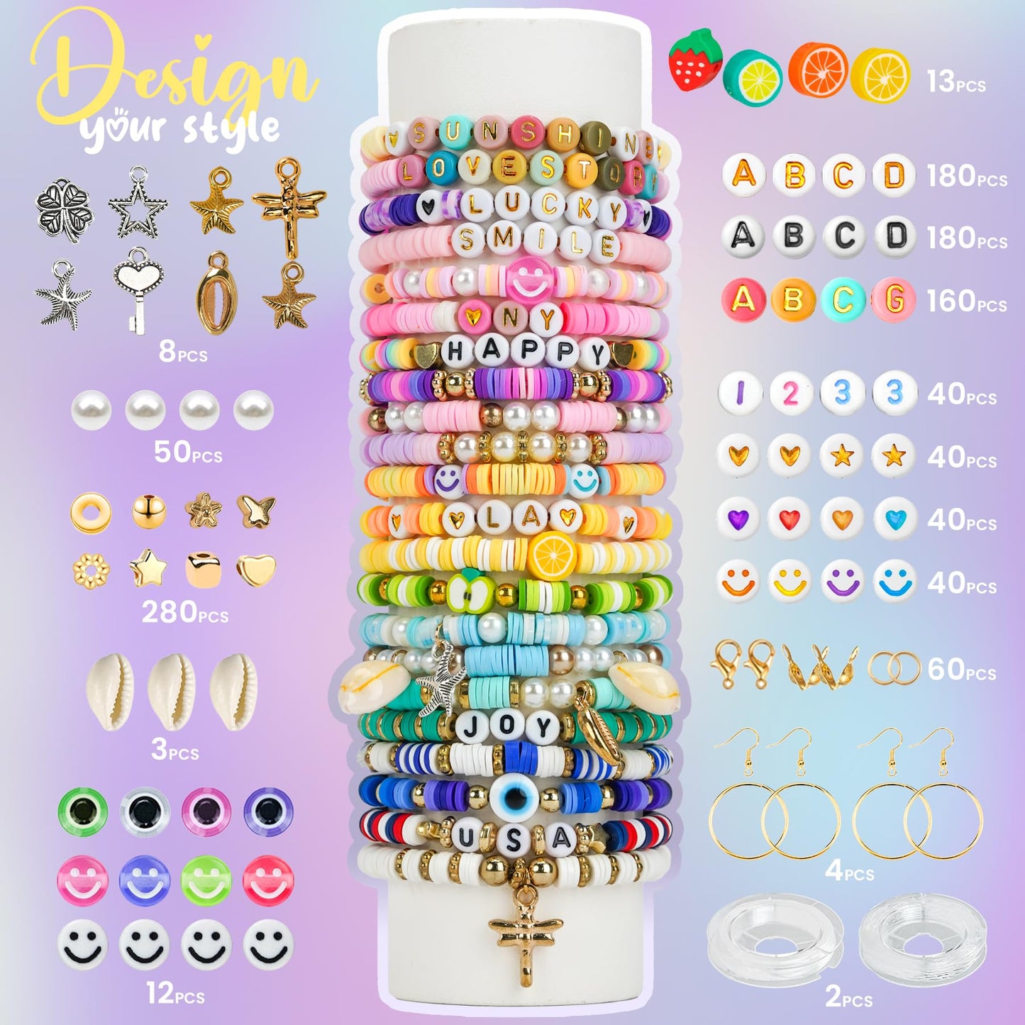 Sunlode 30,000Pcs Clay Beads Bracelets Making Kit, Beads for Bracelets 6 Boxes Bead for Jewelry Making Kit Friendship Bracelet Gifts Trendy Stuff Letter Bead Craft Adult