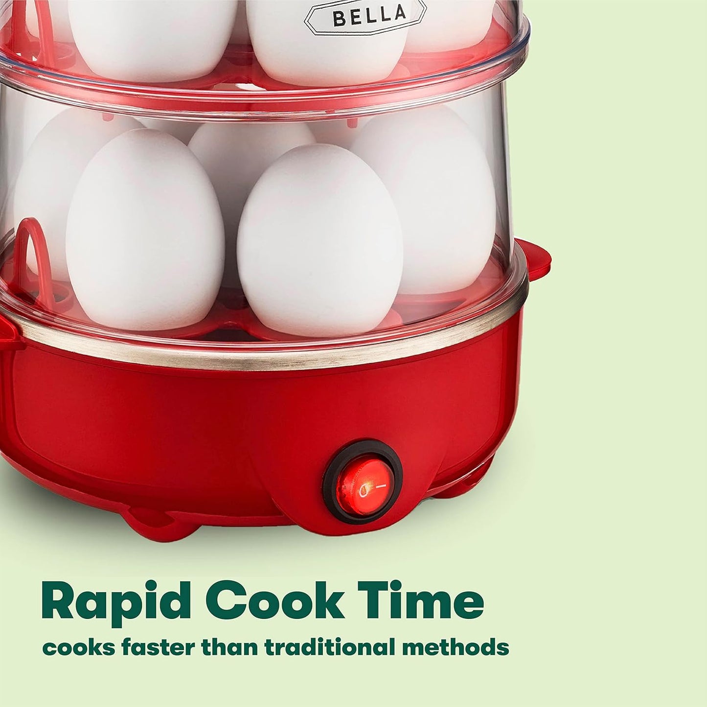 bella Rapid Electric Egg Cooker - 14 Egg Capacity Omelet Maker with Auto Shut Off, Red