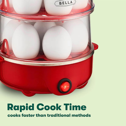 bella Rapid Electric Egg Cooker - 14 Egg Capacity Omelet Maker with Auto Shut Off, Red