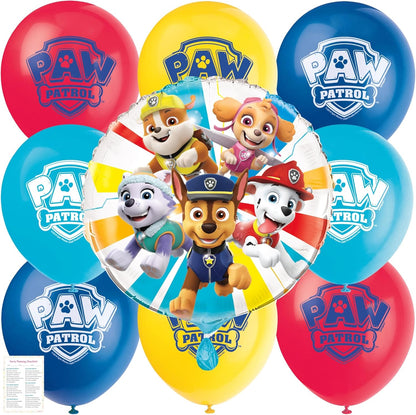 Paw Patrol Balloons - 8 Latex & 1 Foil Balloon Bundle | Chase & Skye Birthday Party Decorations
