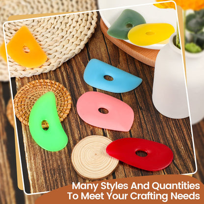 Sherr 21 Pcs Soft Ribs for Pottery Clay Silicone Rib Ceramics Tools Pottery Rubber Clay Ceramic Ribs for Adult DIY Smooths Shapes Sculpting Tools, 7 Styles(Bright Color,Classic Style)