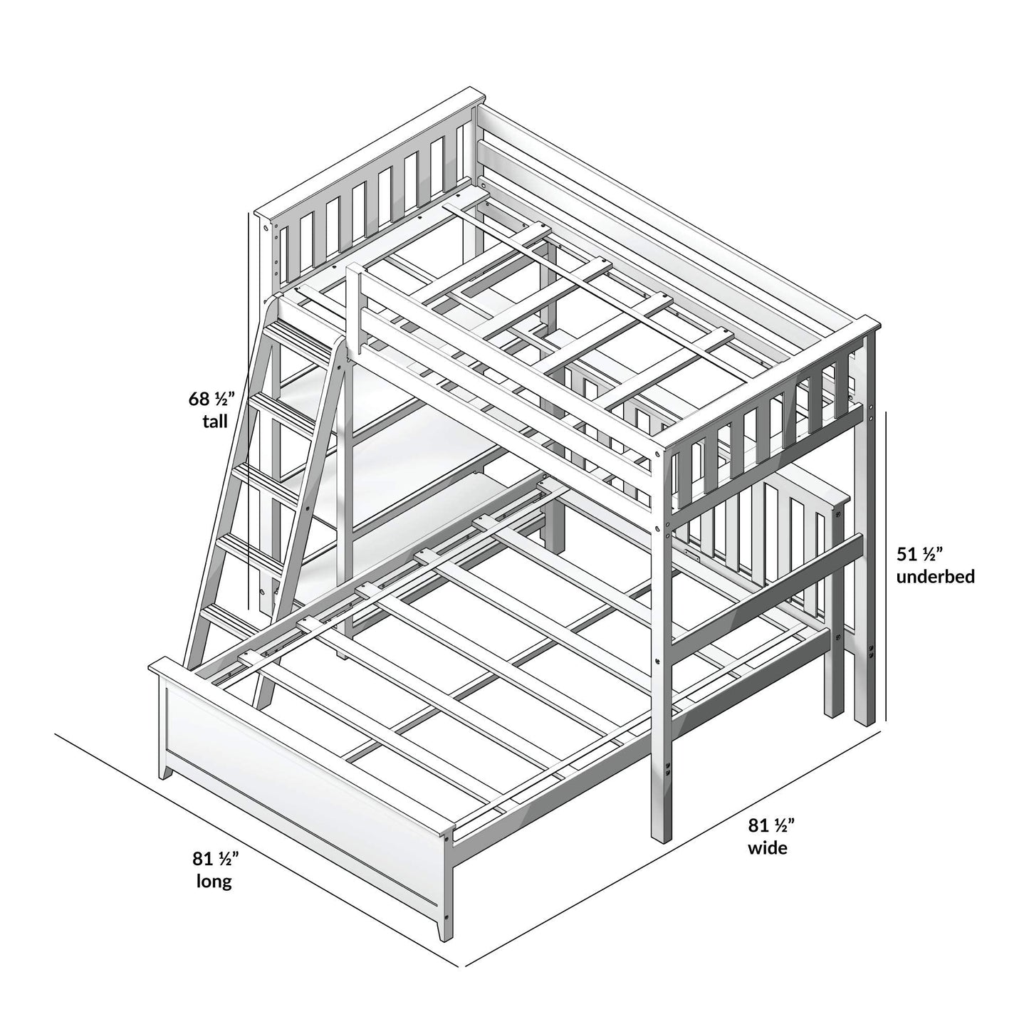 Max & Lily L Shape Twin over Full Bunk Bed with Bookcase, Clay