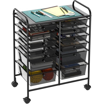 Simple Houseware Utility Cart with 12 Drawers Rolling Storage Art Craft Organizer, Black