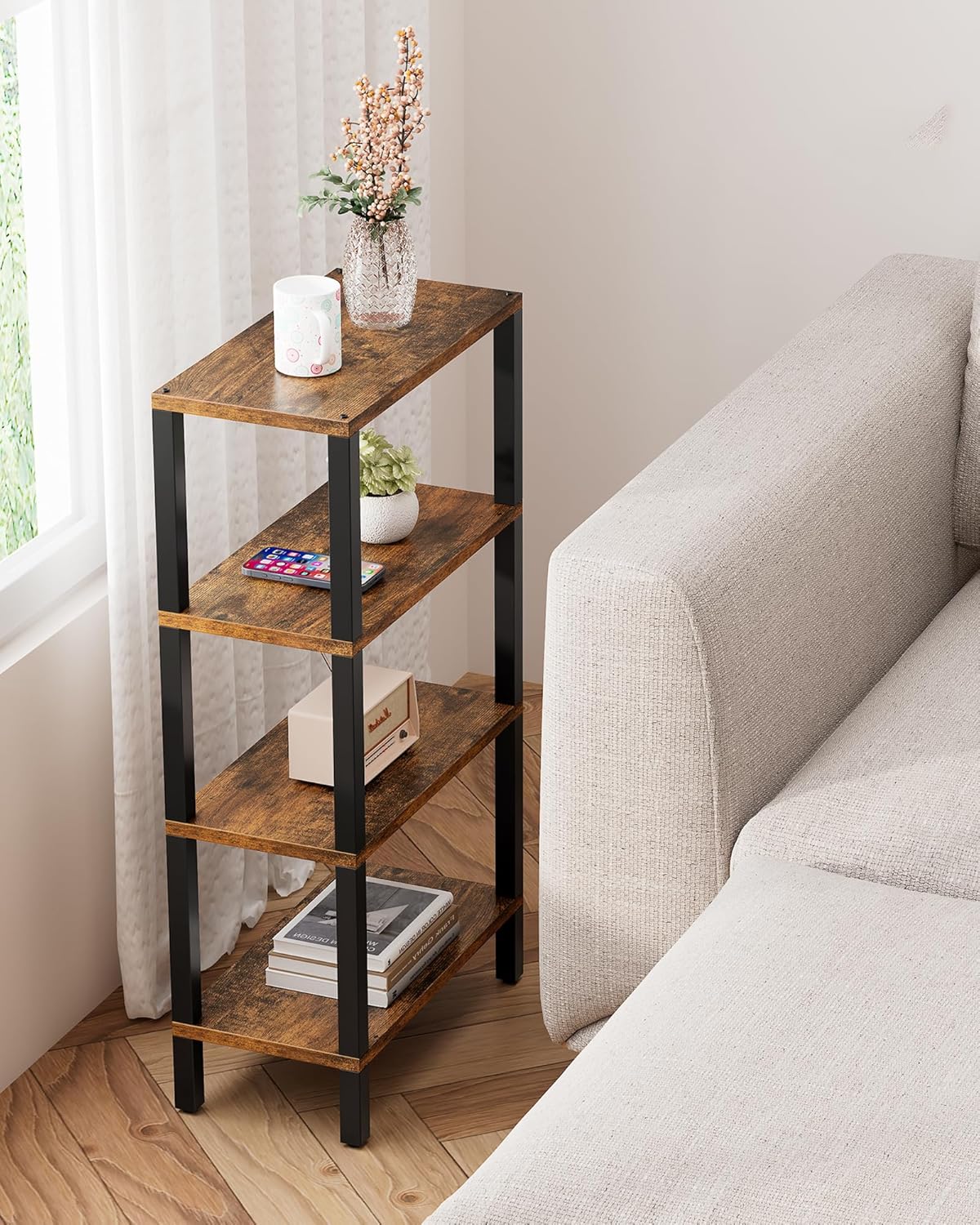 TB01BB078 TUTOTAK Small Side Table, Narrow End Table, Skinny Sofa Table, Slim Nightstand, Couch Table, Living Room, Bed
