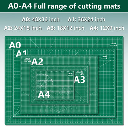 ArtAt Self Healing Cutting Mat: 24 x 36 inch Green Large 5-Ply Double-Sided Durable Non-Slip PVC Cutting Mat for Sewing Quilting Scrapbooking Art & Crafts projects…