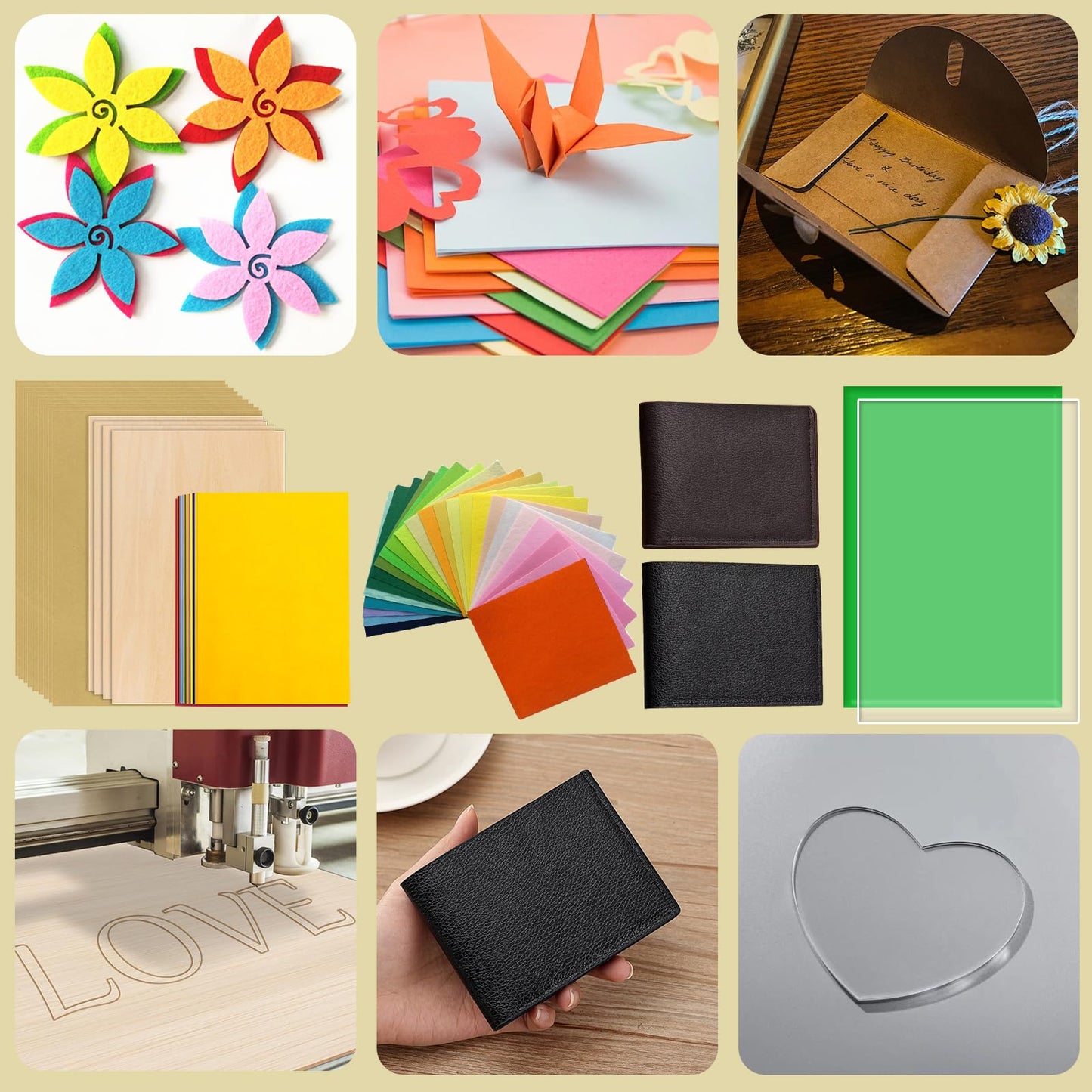 144 PCS Laser Engraving Material Kit, 29 Kinds of Laser Engraving Supplies Including Acrylic, Wood, PU Leather, Glass, Metal, Rock, Fabric, Rubber Materials for Laser Cutter Engraver
