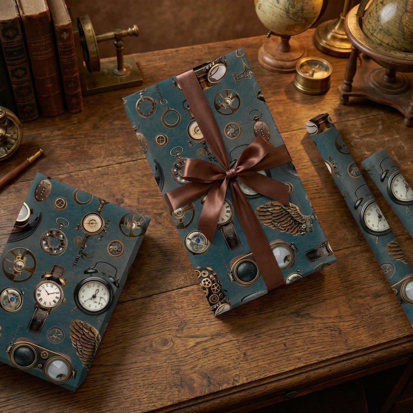 Joviwrap Watch Wrapping Paper Roll, Mechanical, Gears Vintage Clock Print Gift Wrap Steampunk Vintage Gift Wrapping Paper for Party, DIY Craft Projects, 17 Inches x 16.4 Feet