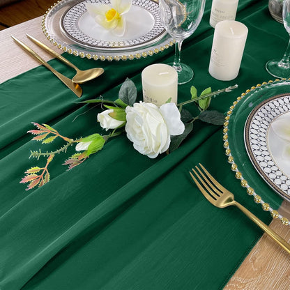 EHLDekol 10ft Chiffon Table Runners 27x120 inches, Romantic Sheer Wedding Table Runner for Bridal Party Decoration,