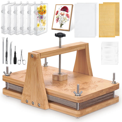 MLLNFUE Large Wooden Flower Press Kit, 11" x 8" Multi-Layer Plant Press for Dried Flowers, DIY Botanical Art and Craft Tool