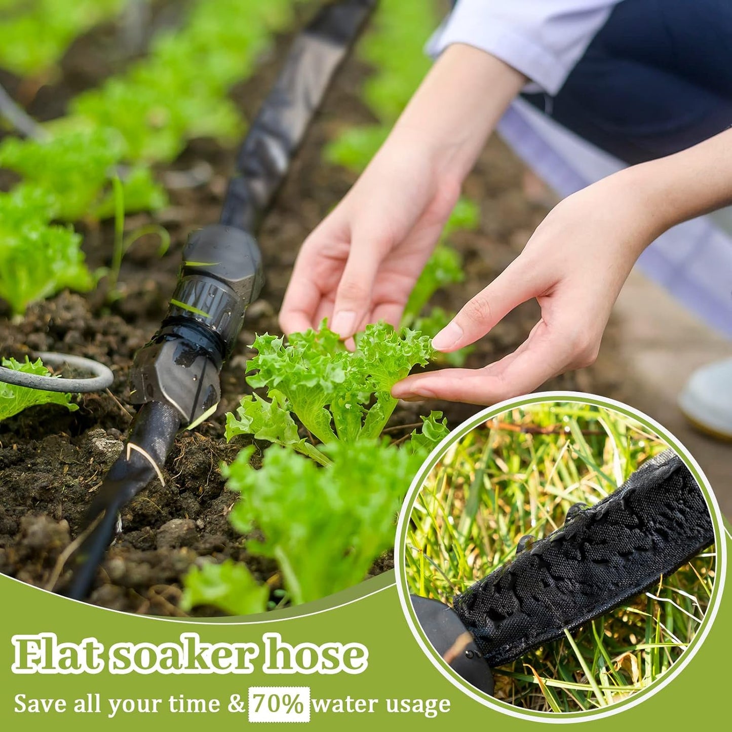 6 25 1/2" 80% Weysat Pcs Garden Soaker Hose Ft Flat Double Layer Consistent Drip Hose Leakproof Heavy Duty Irrigation
