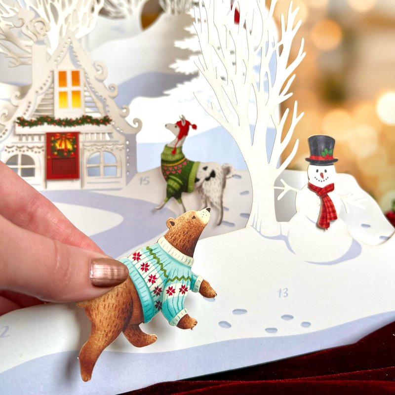 Freshcut Paper 2025 Advent Calendar, Woodland Wonderland, Pop Up 3D Greeting Cards, Paper Advent Calendar, Christmas Gifts, Holiday Cards with Blank Notecard & Envelope
