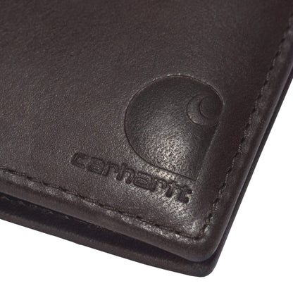 Carhartt Men's Durable Oil Tan Leather Wallets, Available in Multiple Styles – Front pocket, Bi-Fold, Trifold Wallets for Men, RFID Blocking & ID Holder