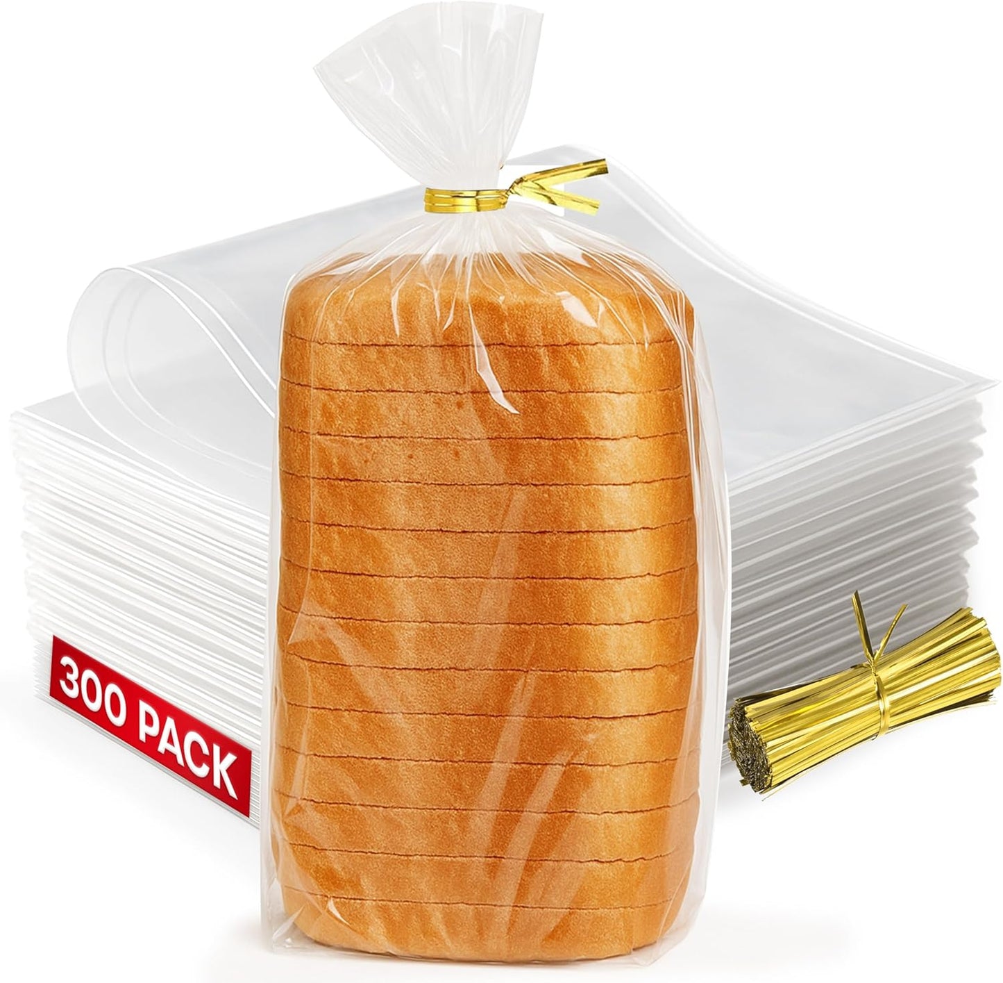 volila 300 Pack Reusable Plastic Bread Bags - Clear Loaf Bags for Homemade Bread - Perfect for Baked Goods Storage