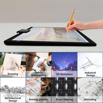 Mlife A4 Light Pad Rechargeable Light Board for Diamond Painting with 3 Colors Temperature,Built in Battery Light Box,Stepless Brightness,Rechargeable Ultimate Light Tracing Board for Sketching