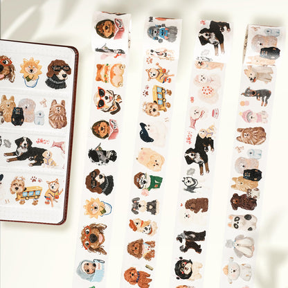 WT Tail Waggers Washi Tape Sticker Set, 4 Rolls, Original Designs, Cute Pet-Themed Decorative Tape for Scrapbooking, Journaling, Planners & DIY Crafts