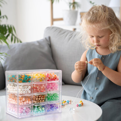 JOYMOMO Bead Storage Organizer Box with 12 Grids Clear Plastic Bead Storage Organizer (Beads Are Not Included)