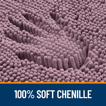 OLANLY U-Shaped Toilet Rug - Extra Soft Chenille Bathroom Mat, Quick-Dry & Non-Slip, 24x20 Deep Plum