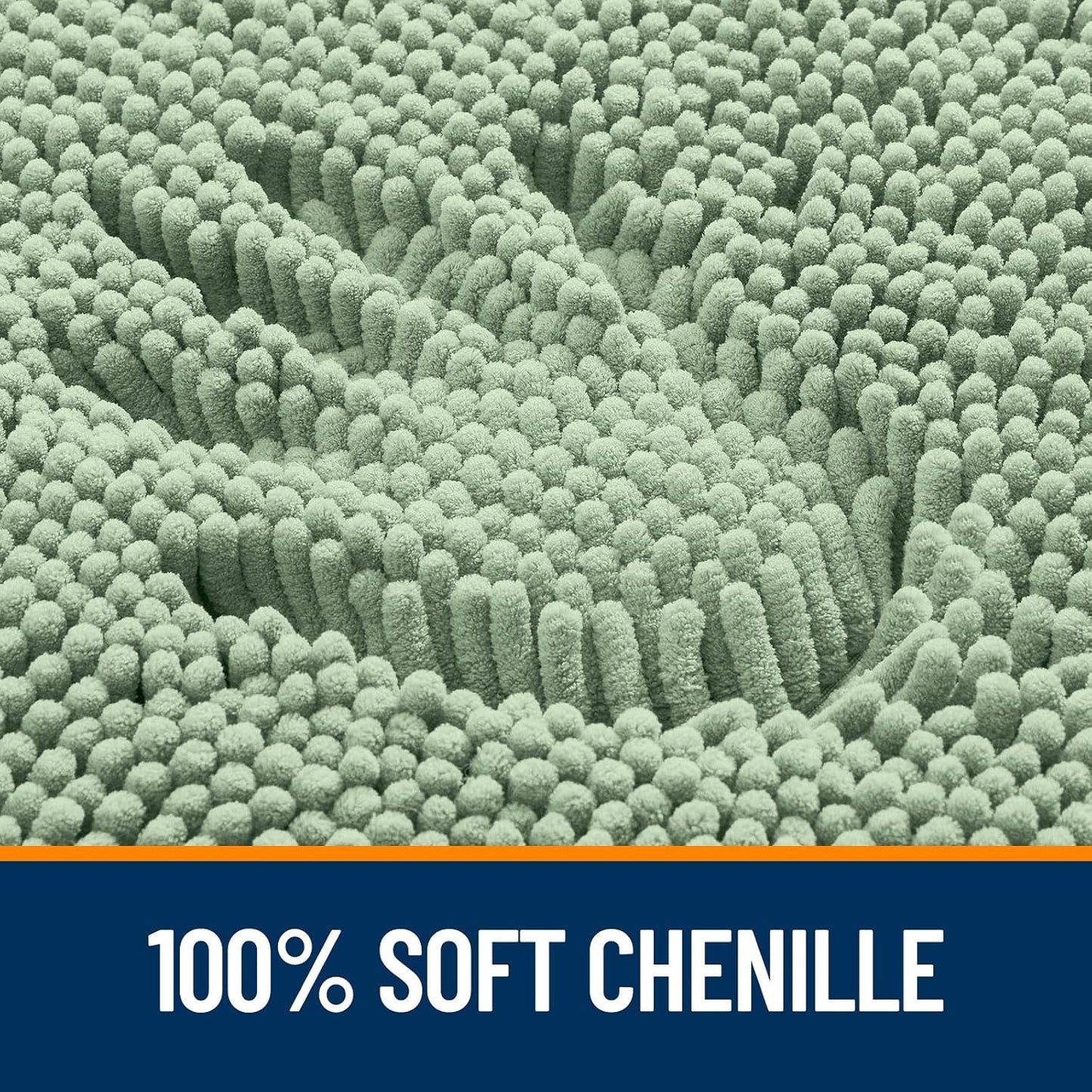 OLANLY Bath Rugs - Extra Soft Chenille with Rubber Backing | Quick Dry & Machine Washable - 32x20 Sage Green