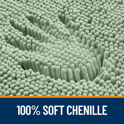 OLANLY Bath Rugs - Extra Soft Chenille with Rubber Backing | Quick Dry & Machine Washable - 32x20 Sage Green