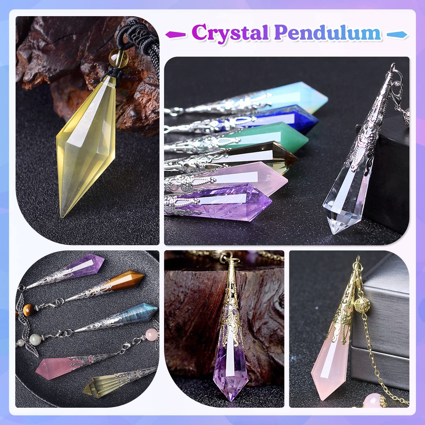 LET'S RESIN Resin Molds 18Pcs Pendulum Crystal Silicone Molds,Multi-Facet UV Resin Jewelry Molds for Quartz Crystals Pendants, Necklace