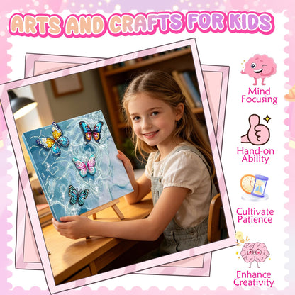 SJTYDX 5D Diamond Painting Kit, Diamond Art Butterfly with Movable Wings, DIY Rhinestone Gem Arts Crafts with Frame & Easel for Decor Gift, 7.8x7.8 Inch